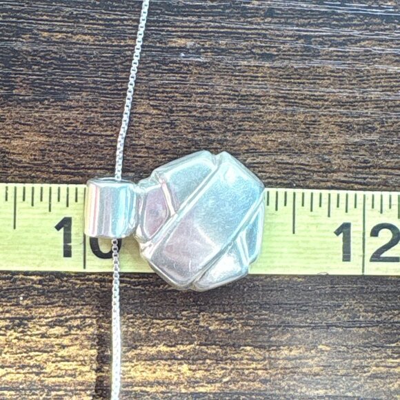 VTG Sterling Silver 925 Wrap Design Circle Pendant Necklace Size 18" Length - Picture 12 of 13